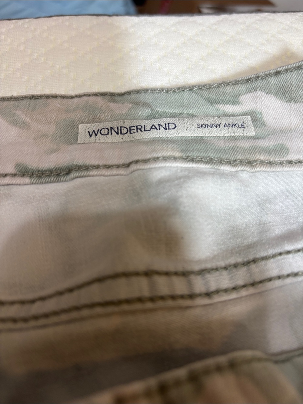 Code Bleu Light Green & Cream Camo Jeans - Picture 3 of 11